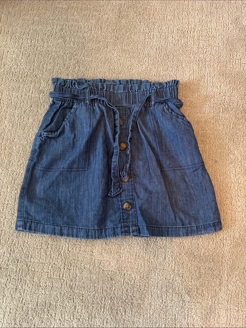 OshKosh B'gosh Indigo Button-Front Paperbag Waist Mini Skirt